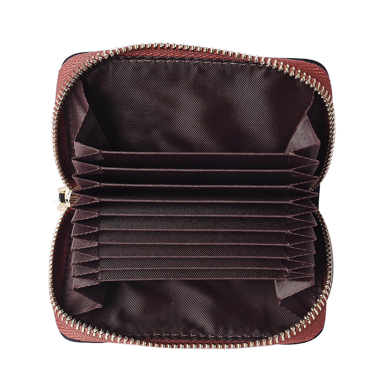 Sencillez 100% Genuine Leather RFID Protected Leopard Pattern 11 Slots Card Holder Wallet (Size 12x2x8 Cm) - Brown