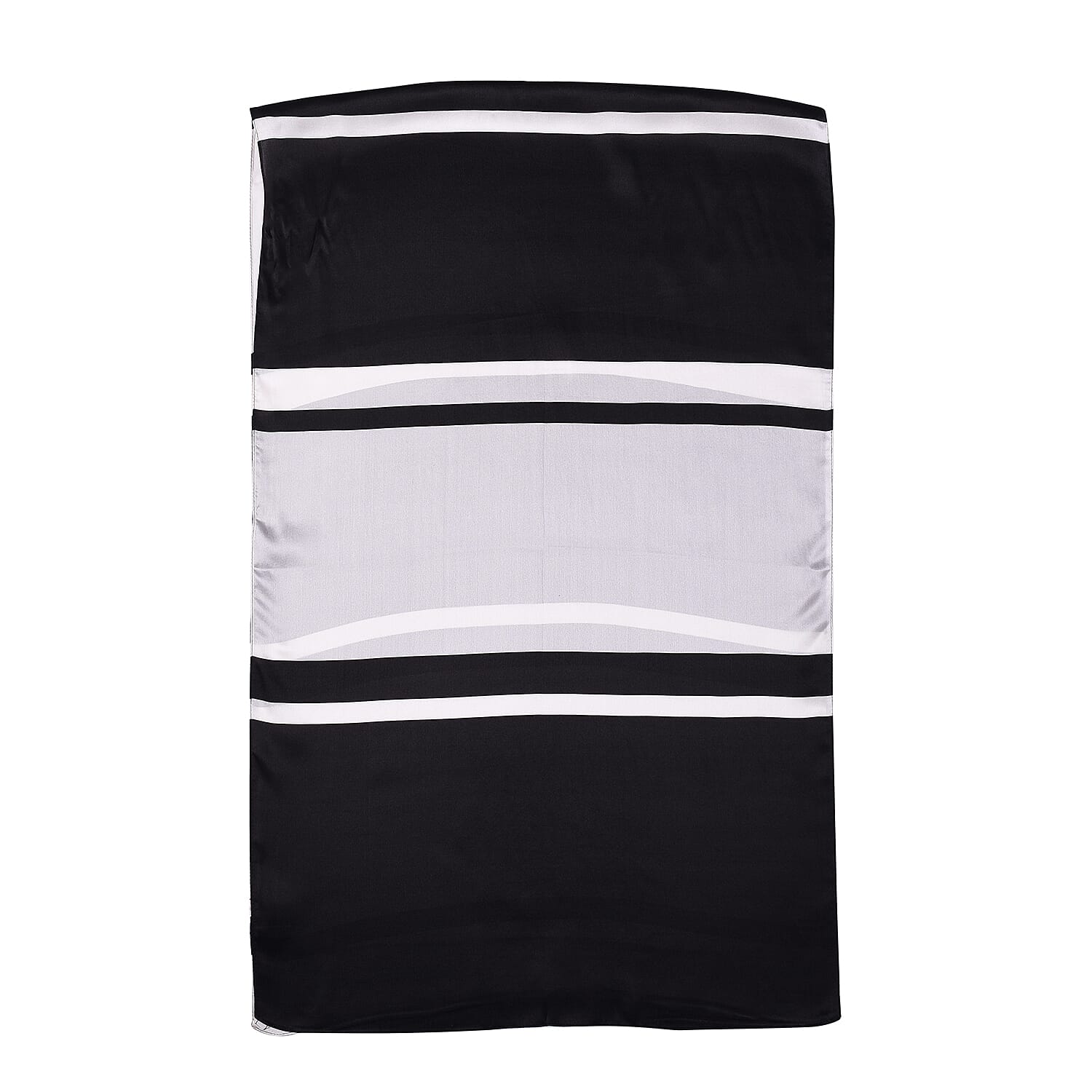 LA MAREY 100% Gloss Mulberry Silk Scarf in Monochrome (175x52cm)