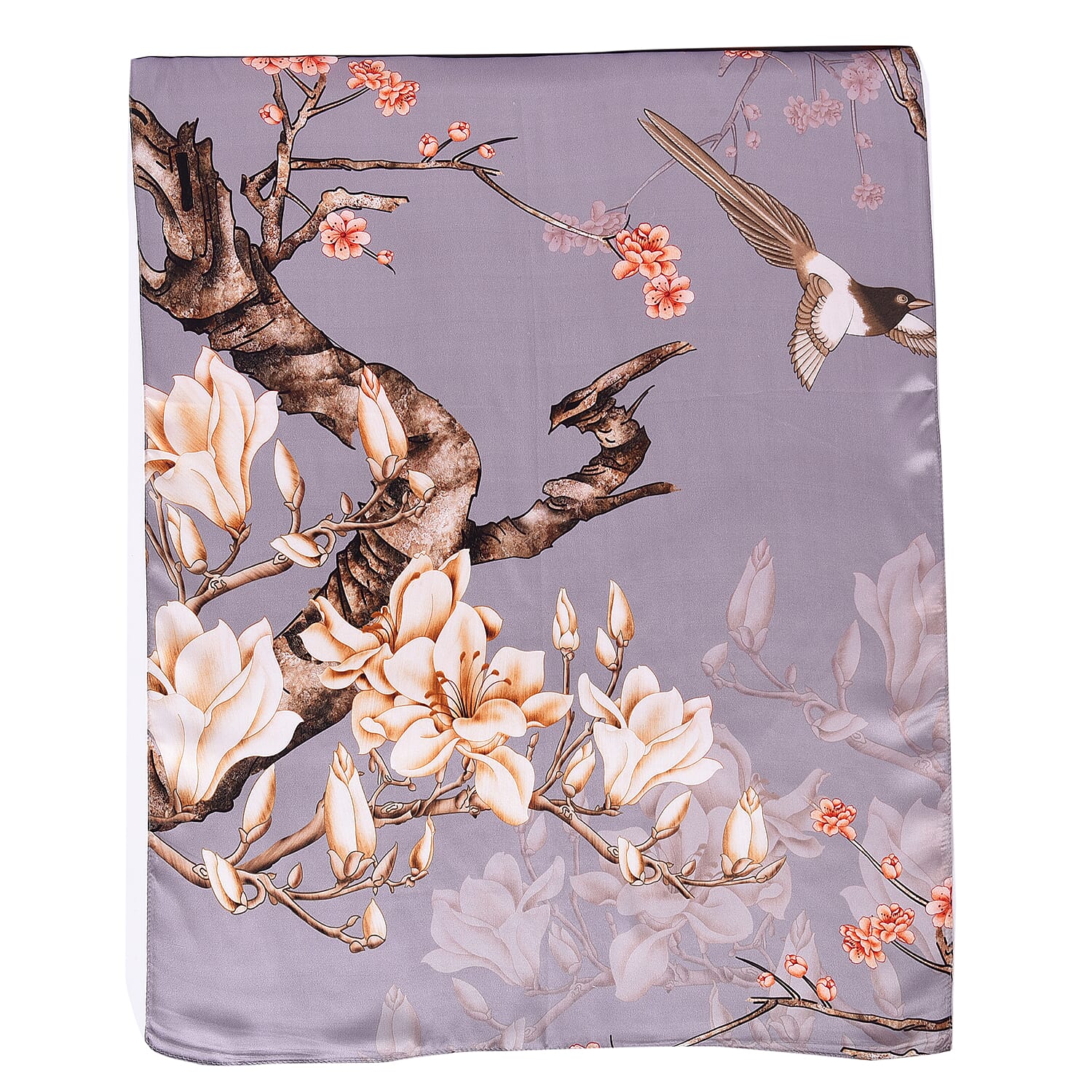 LA MAREY 100% Gloss Mulberry Silk Scarf in Blossom Print (175x52cm)