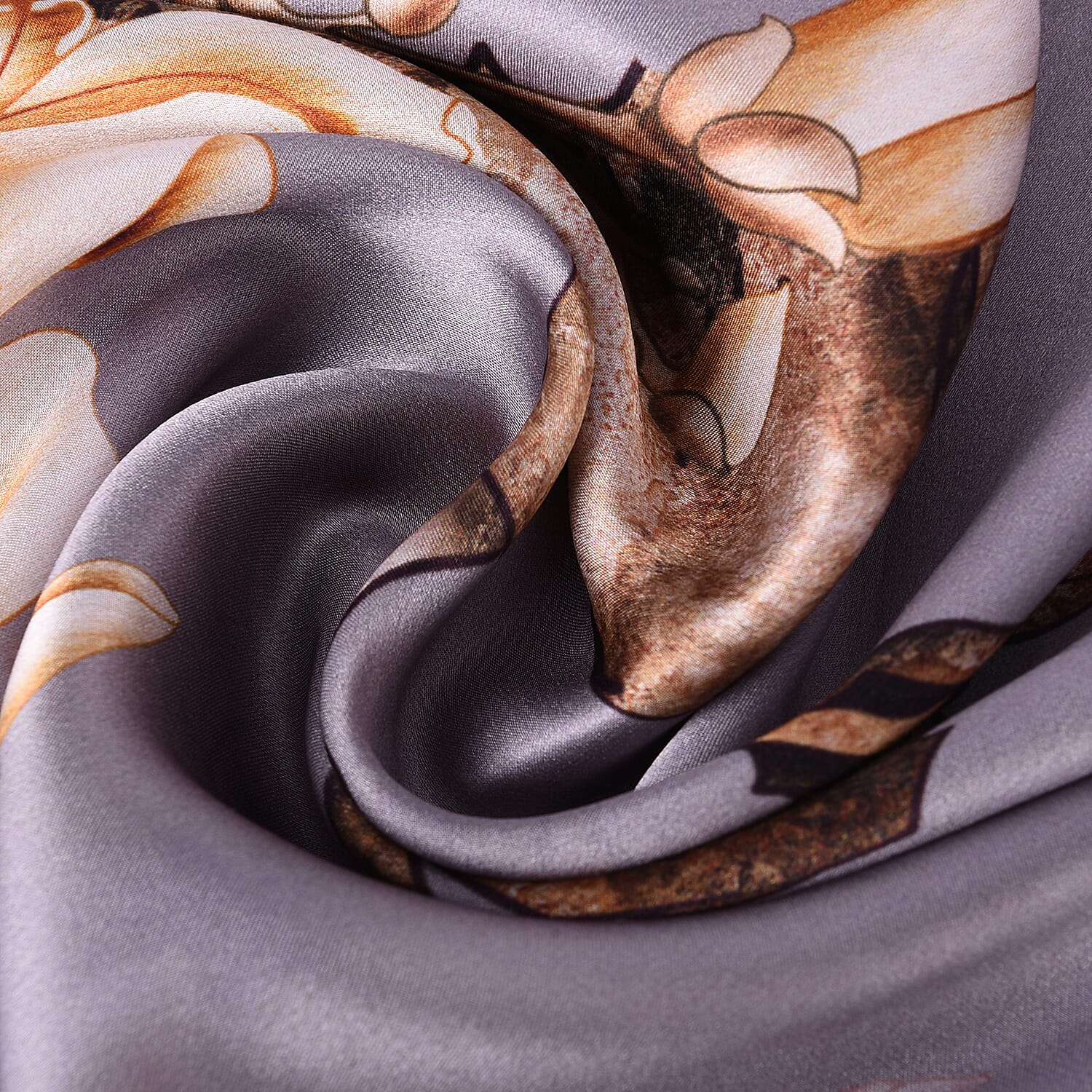 LA MAREY 100% Gloss Mulberry Silk Scarf in Blossom Print (175x52cm)