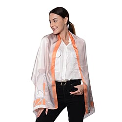 LA MAREY 100% Gloss Mulberry Silk Scarf in Horse Print (175x52cm)