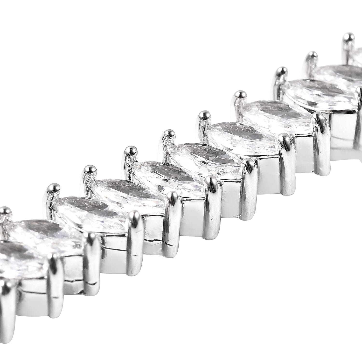 Simulated Diamond Bracelet (Size - 7.25) in Silver Tone