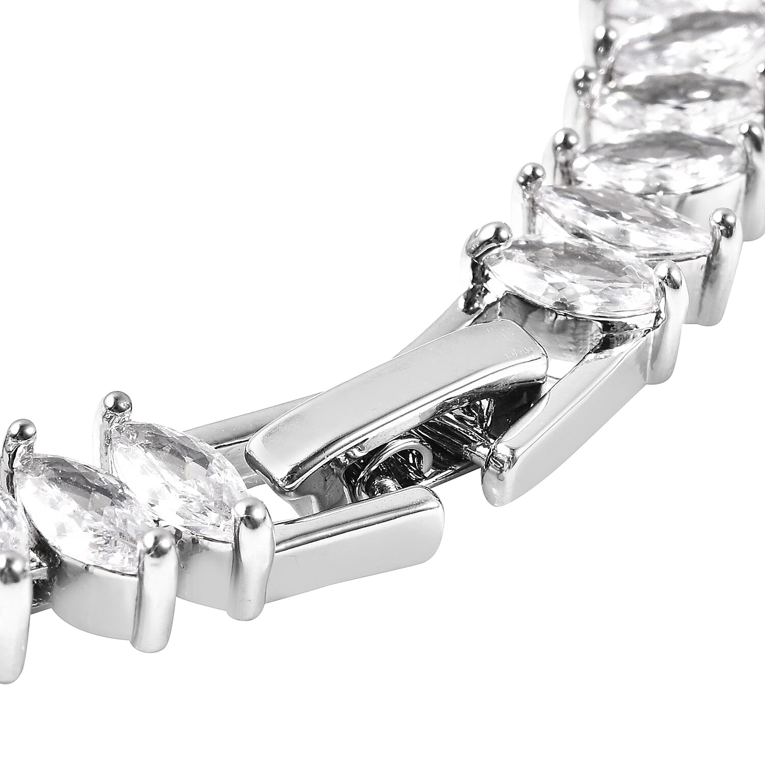 Simulated Diamond Bracelet (Size - 7.25) in Silver Tone