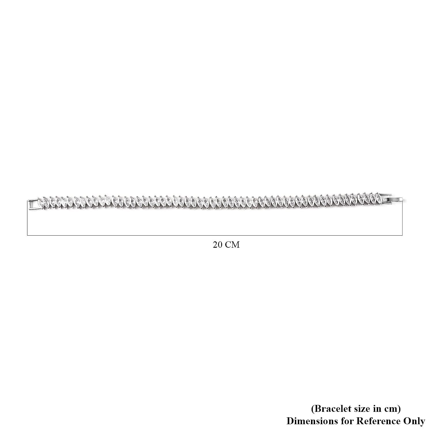 Simulated Diamond Bracelet (Size - 7.25) in Silver Tone