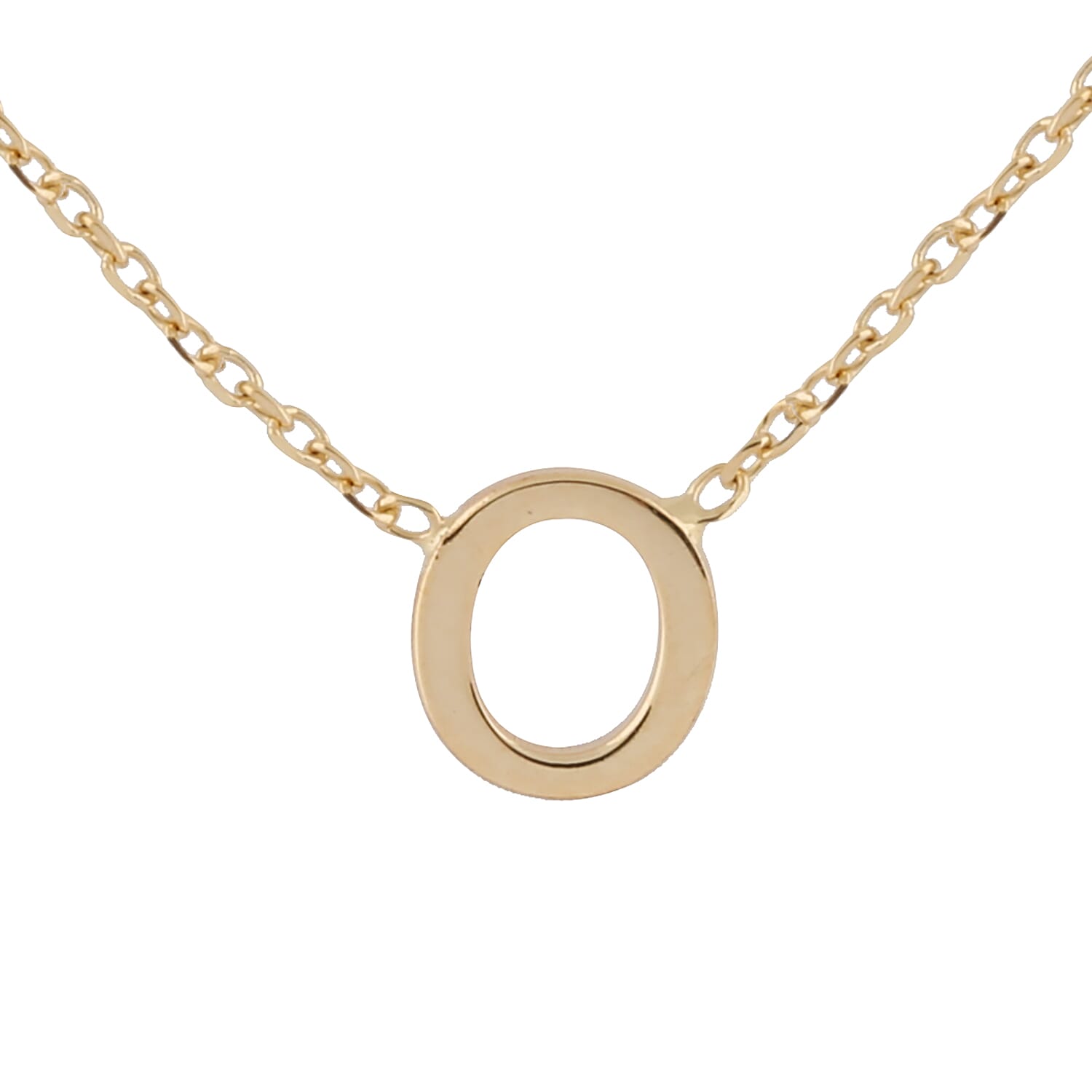 Hatton Garden Close Out - 9K Yellow Gold Initial O Necklace (Size 15 with 2 Inch Extender)