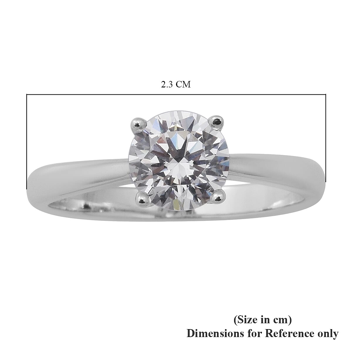 ELANZA Swiss Star Simulated Diamond Solitaire Ring in Rhodium Overlay Sterling Silver