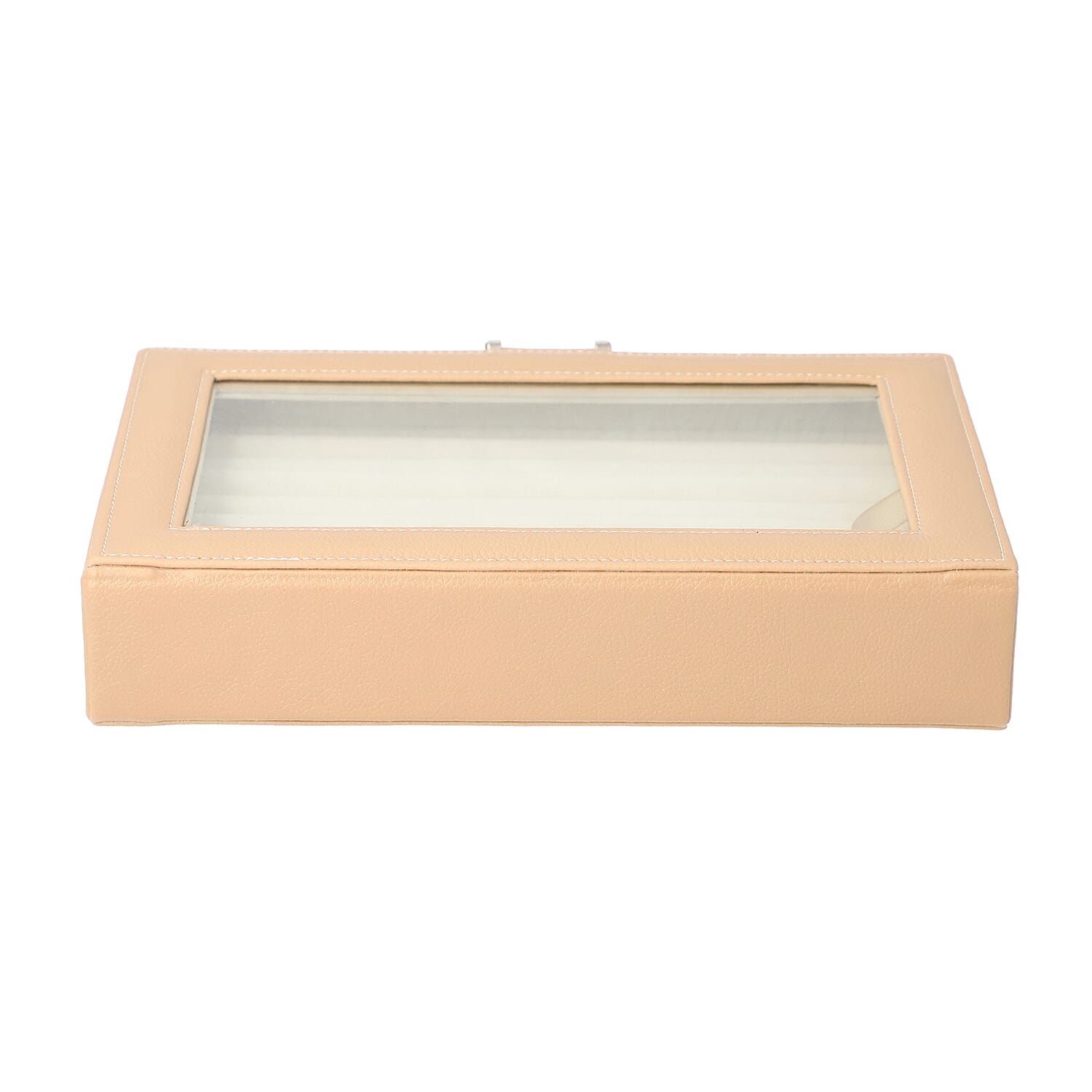 Beige Ring Box with Anti-Tarnish Lining and Transparent Window (26.7x17.8x5.5cm)