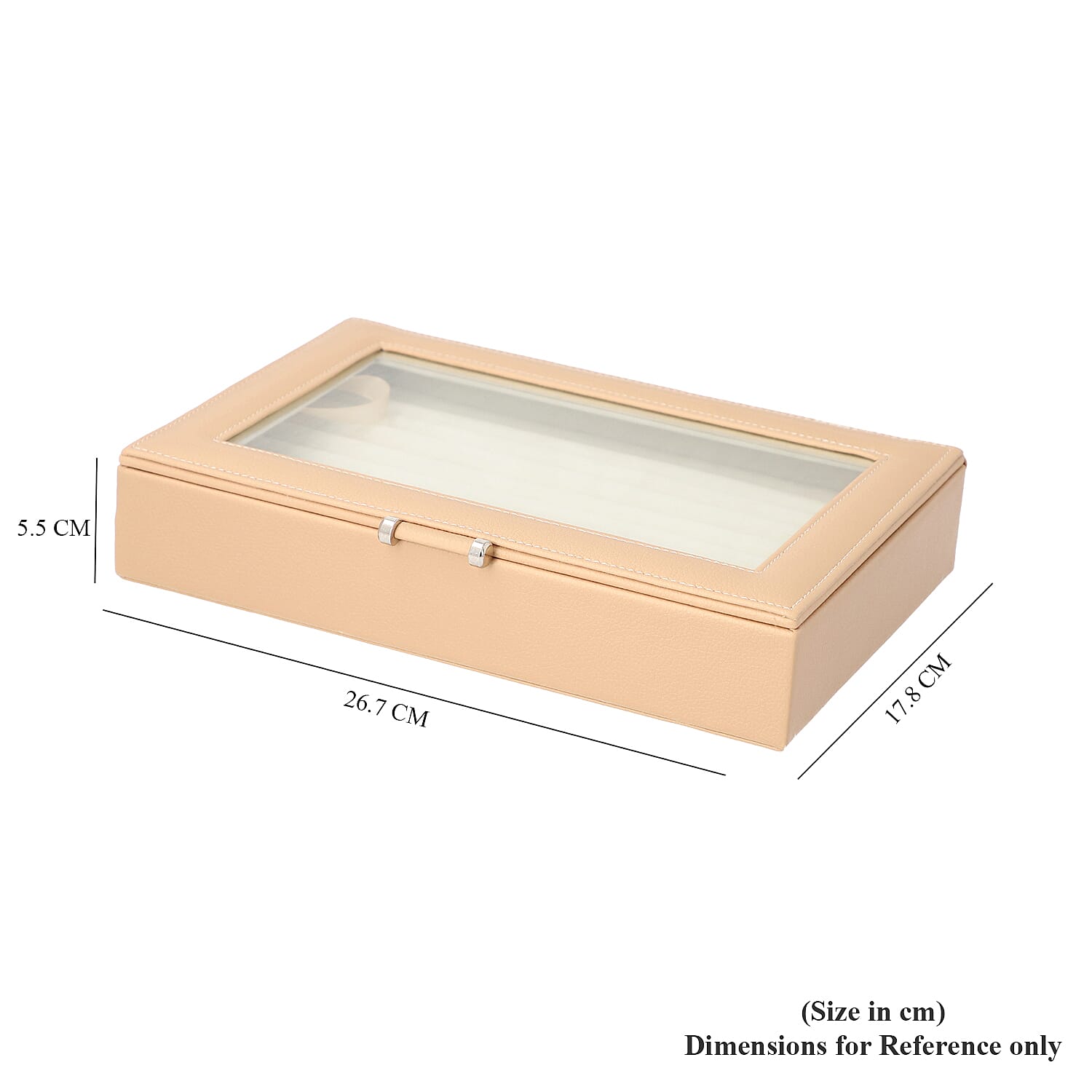 Beige Ring Box with Anti-Tarnish Lining and Transparent Window (26.7x17.8x5.5cm)