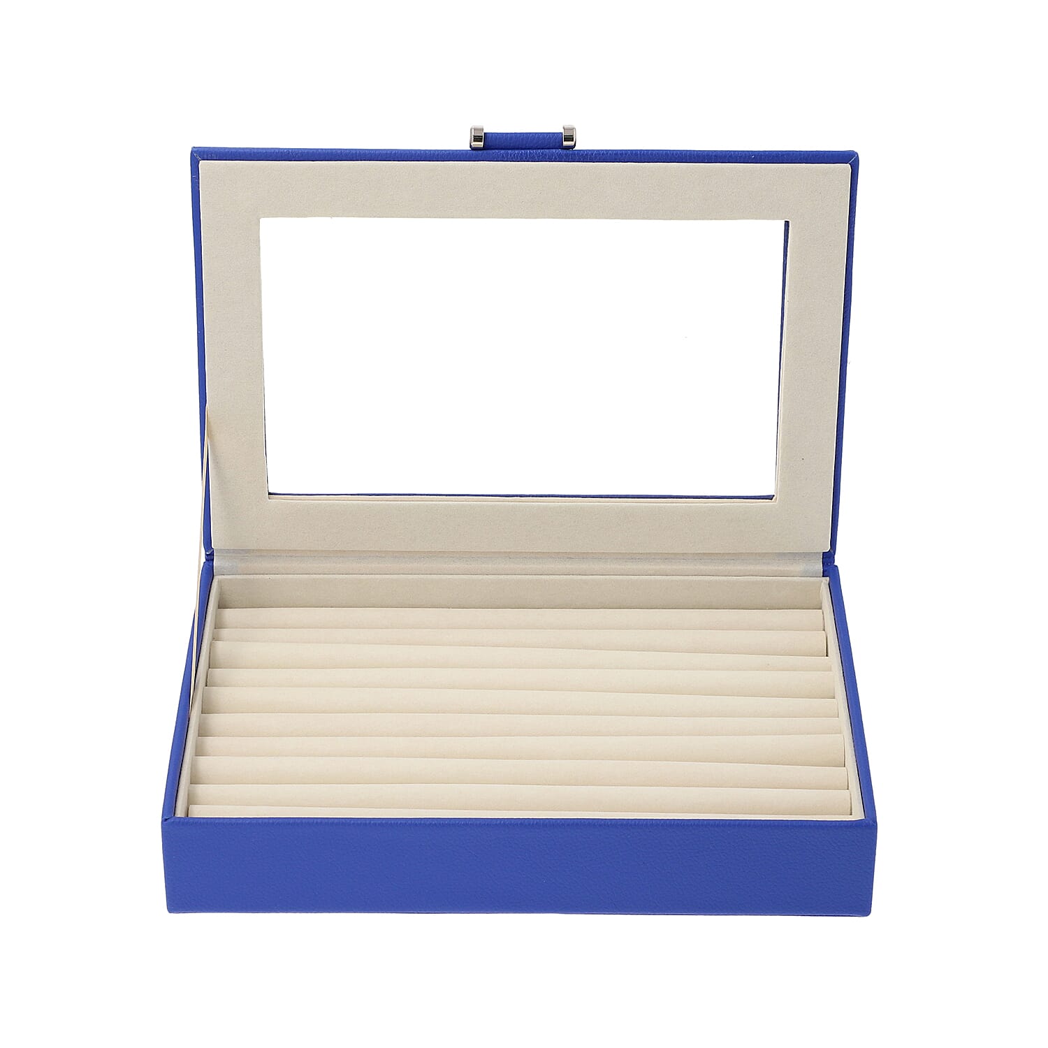 Royal Blue Ring Box with Anti-Tarnish Lining and Transparent Window (26.7x17.8x5.5cm)