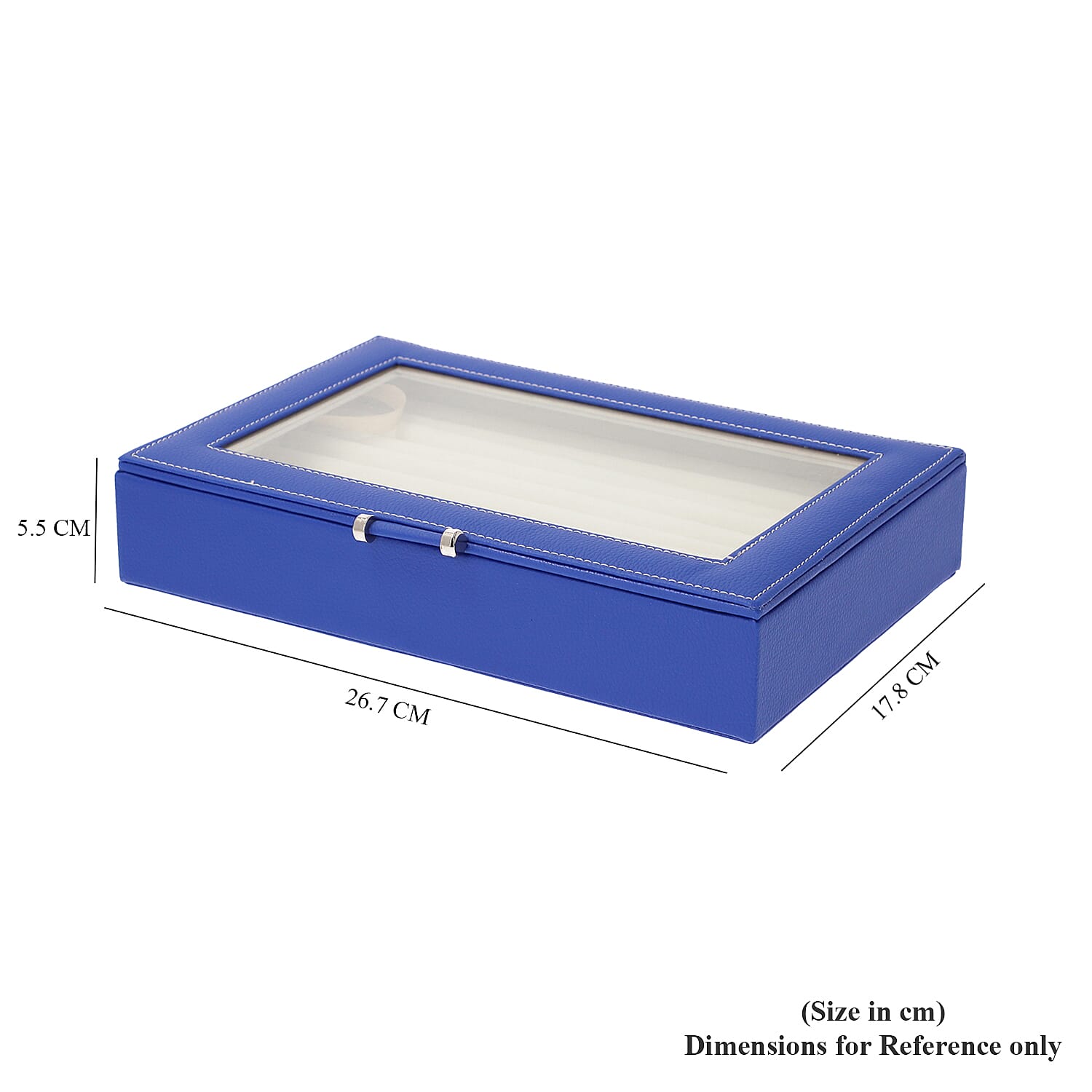 Royal Blue Ring Box with Anti-Tarnish Lining and Transparent Window (26.7x17.8x5.5cm)