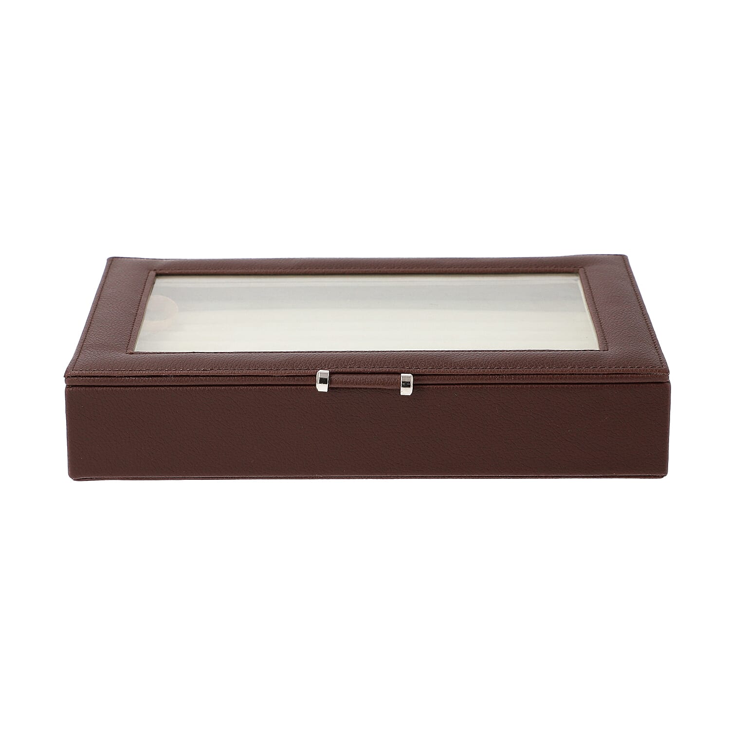 Dark Brown Ring Box with Anti-Tarnish Lining and Transparent Window (26.7x17.8x5.5cm)