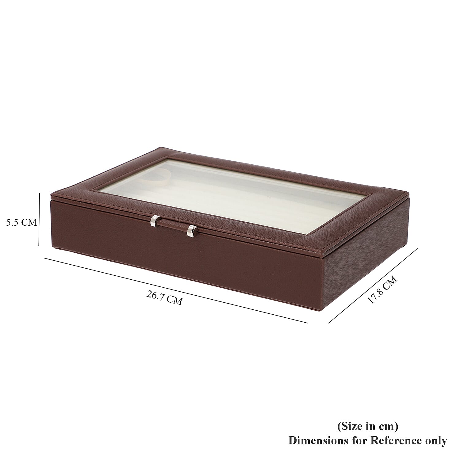 Dark Brown Ring Box with Anti-Tarnish Lining and Transparent Window (26.7x17.8x5.5cm)