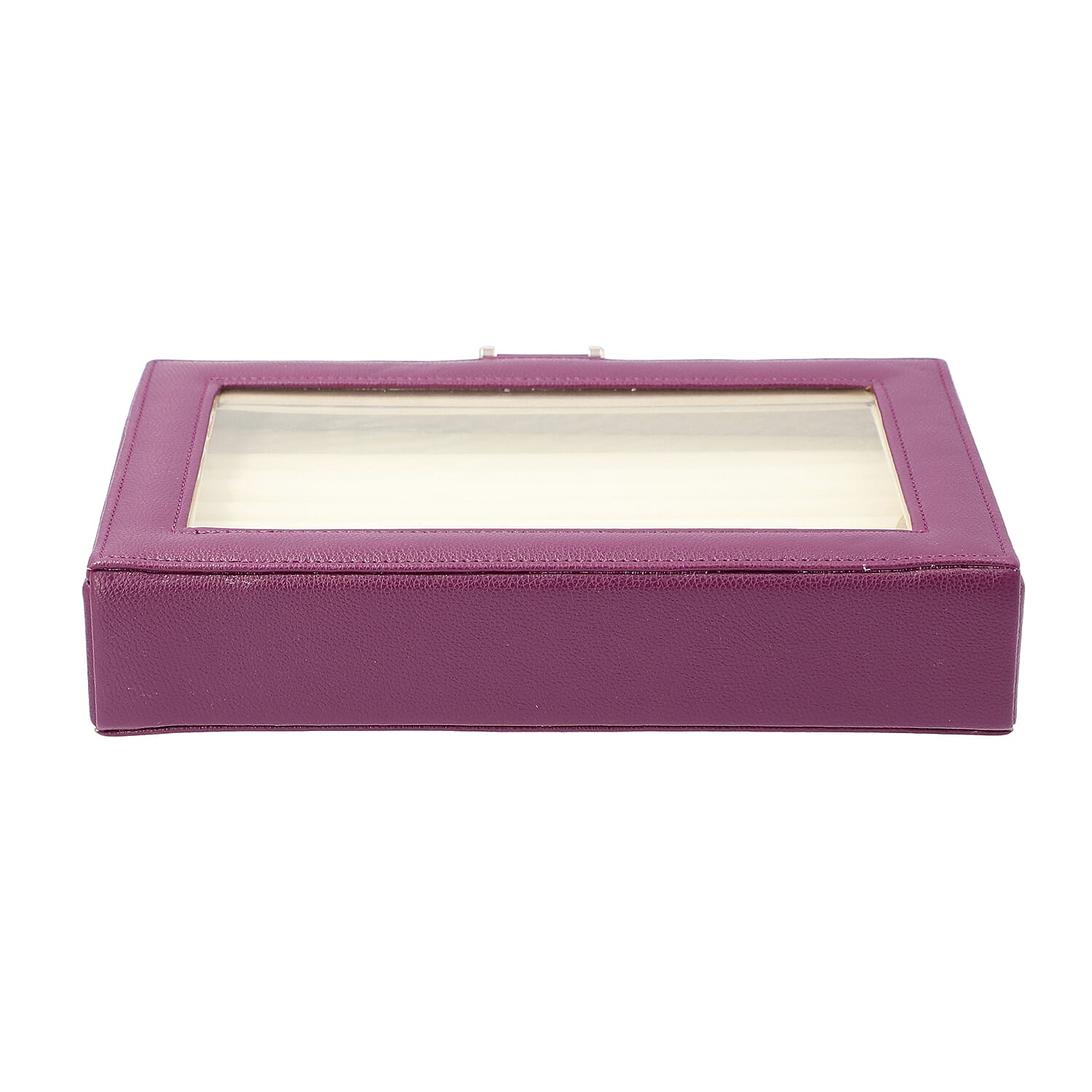 Dark Purple Ring Box with Anti-Tarnish Lining and Transparent Window (26.7x17.8x5.5cm)