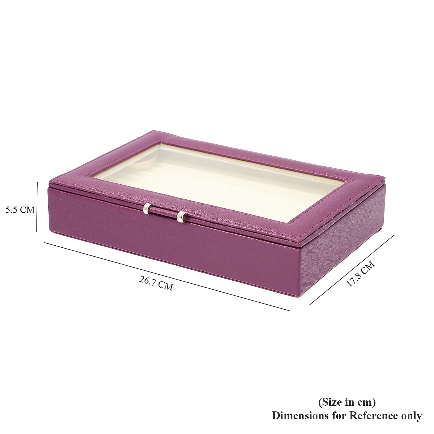 Dark Purple Ring Box with Anti-Tarnish Lining and Transparent Window (26.7x17.8x5.5cm)
