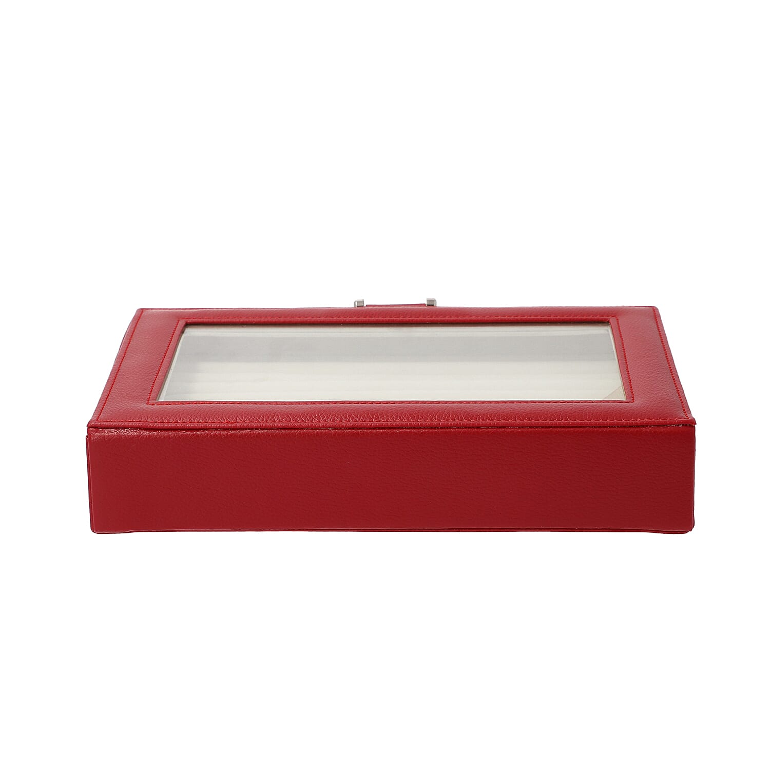 Wine Red Ring Box with Anti-Tarnish Lining and Transparent Window (26.7x17.8x5.5cm)