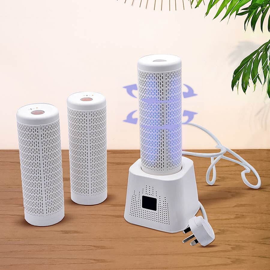 Electric Air Purifier and Dehumidifier with 3 Replacement Cylinders - White