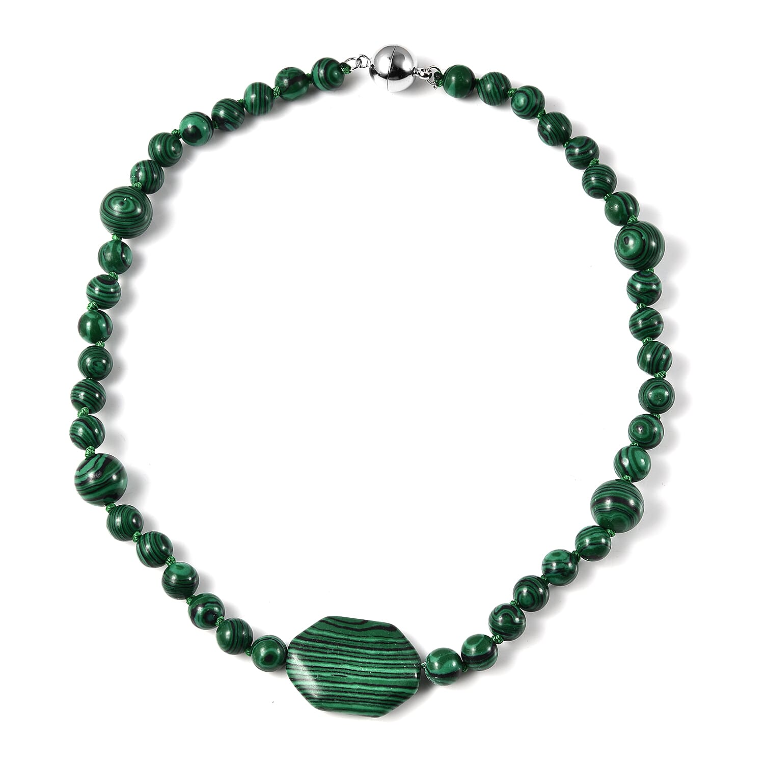 Malachite Bead Necklace (Size 18) with Magnetic Clasp 187.50 Ct.