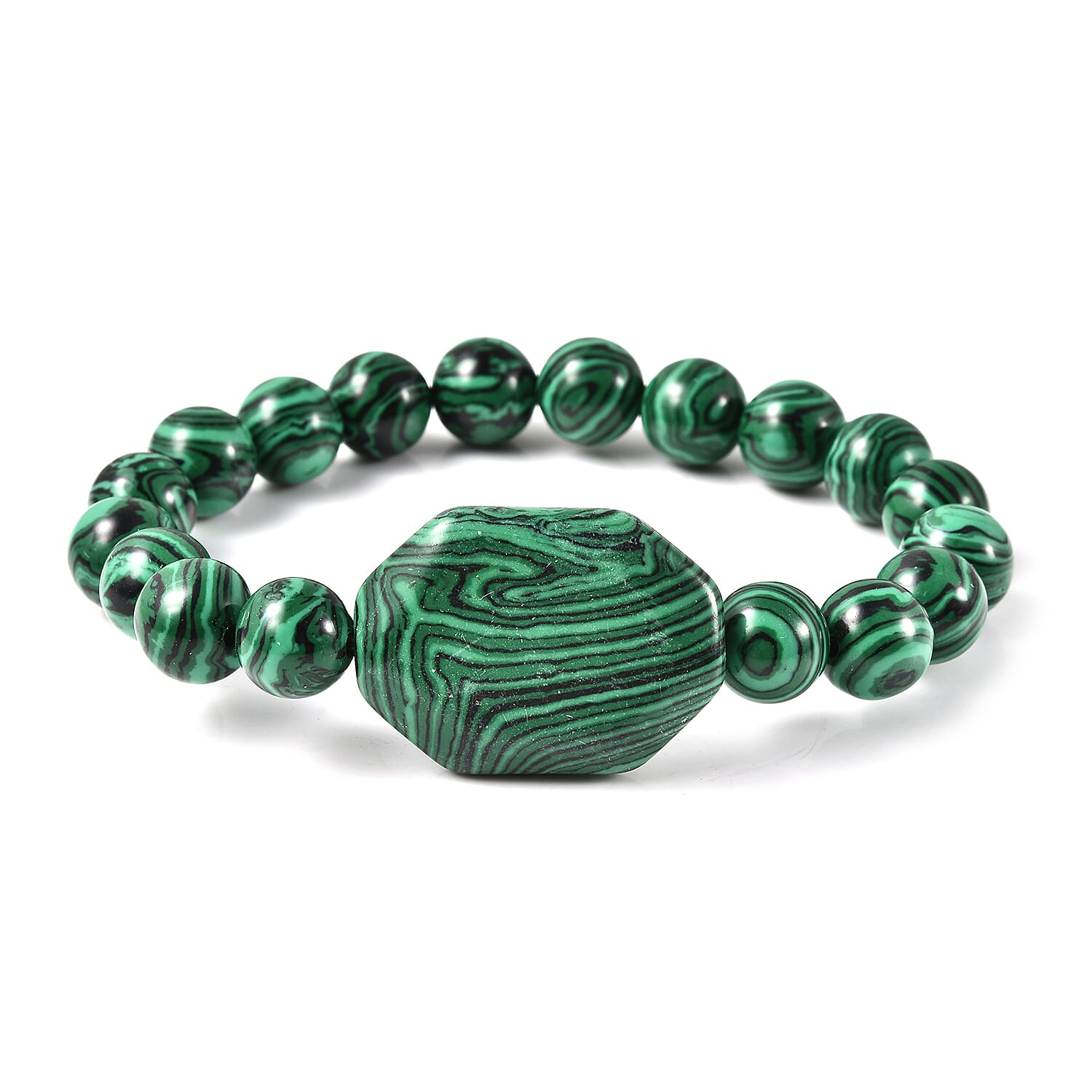 Malachite Stretchable Beads Bracelet (Size 7.5) 133.50 Ct.