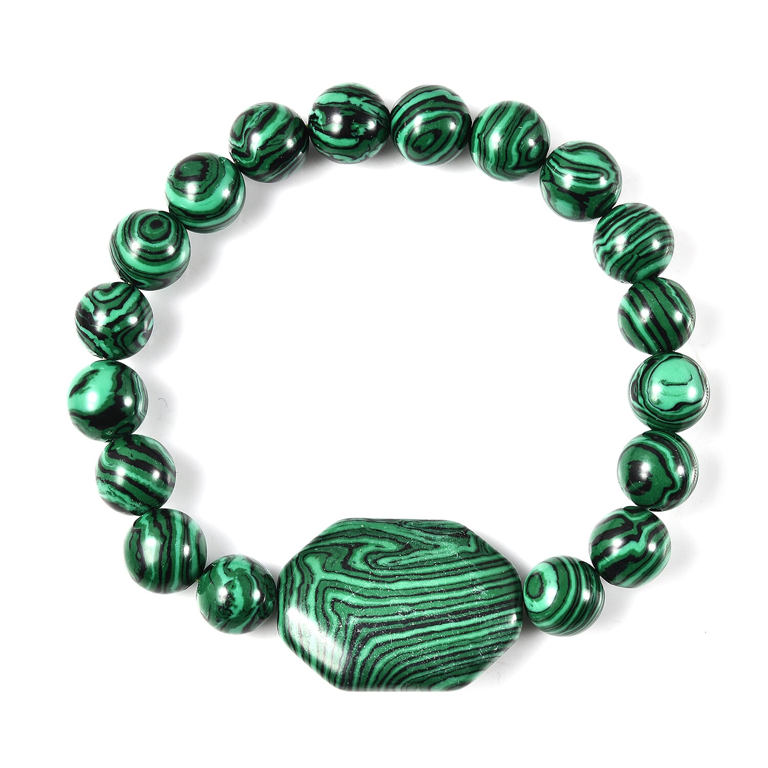 Malachite Stretchable Beads Bracelet (Size 7.5) 133.50 Ct.
