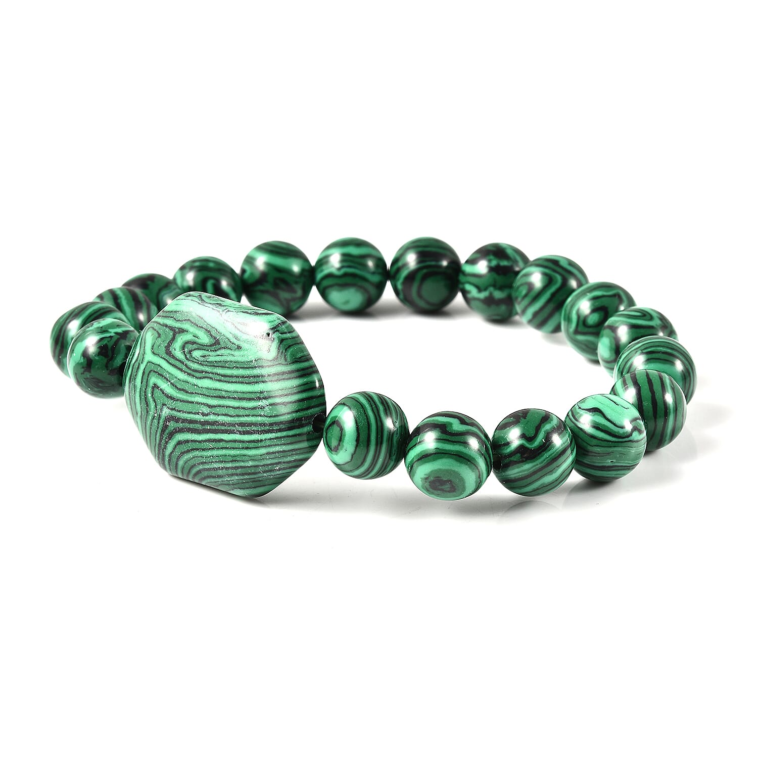 Malachite Stretchable Beads Bracelet (Size 7.5) 133.50 Ct.