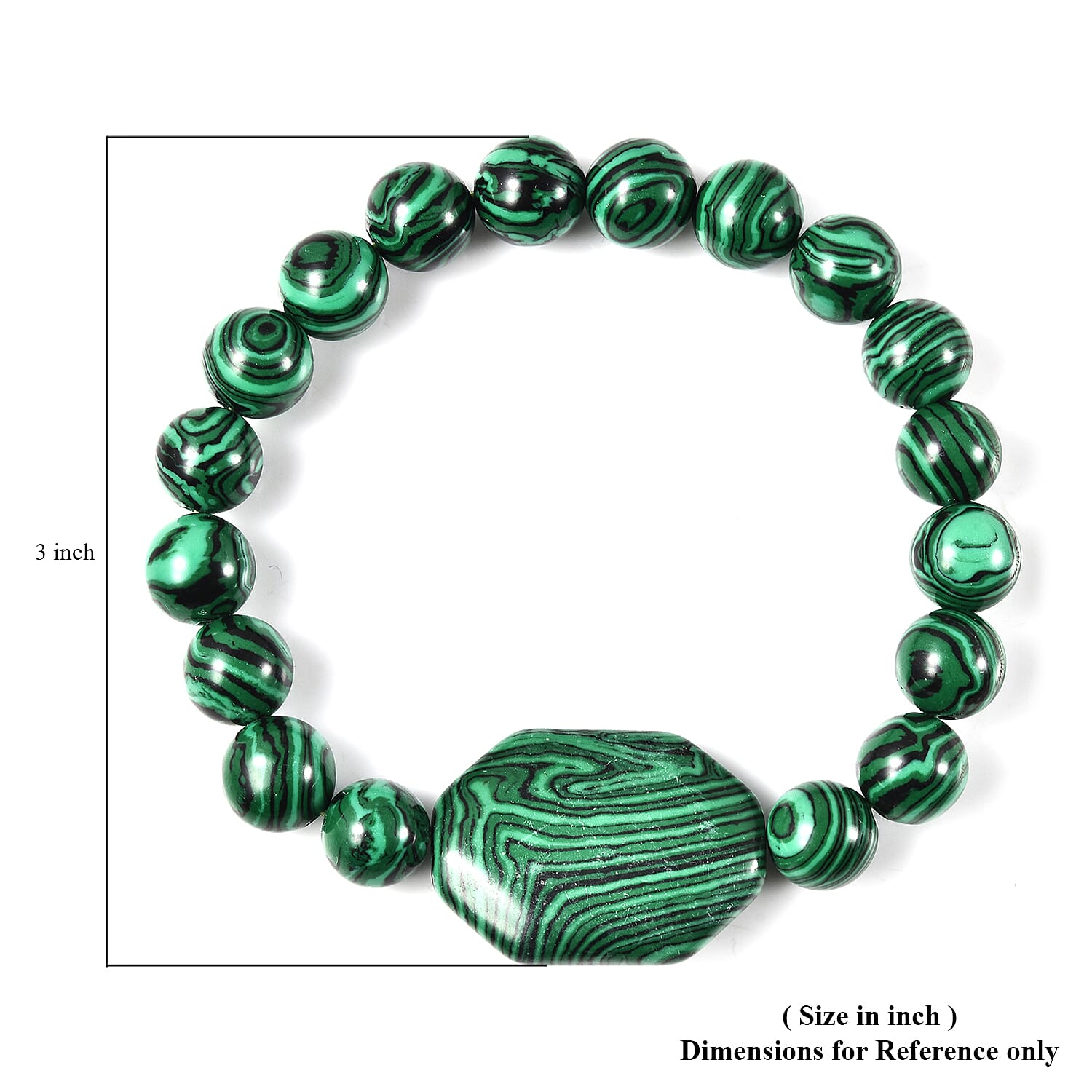 Malachite Stretchable Beads Bracelet (Size 7.5) 133.50 Ct.