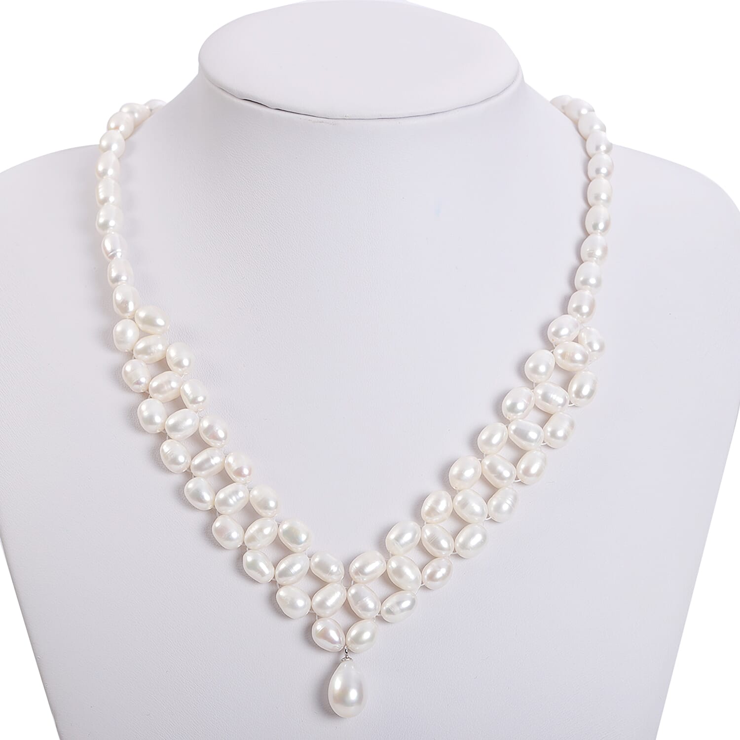 White Freshwater Pearl Necklace (Size 18) in Sterling Silver
