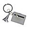 SENCILLEZ 100% Genuine Leather Bangle Key Chain with RFID Card Holder & Tassel in Grey (Size 11.5x9cm)