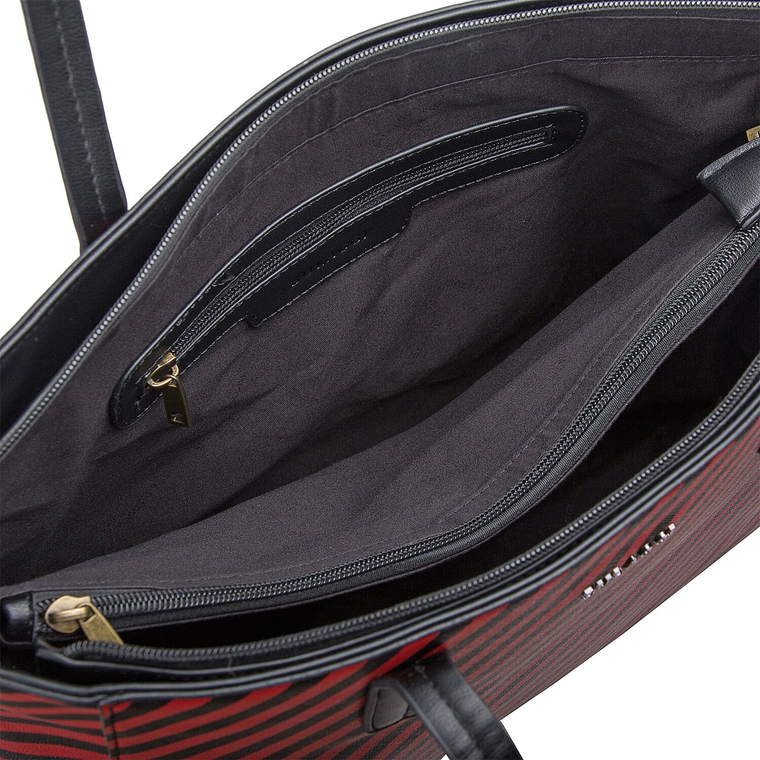 Bulaggi Collection - Sissy Stripe Pattern Shopping Bag (Size 33x30x10cm) - Red