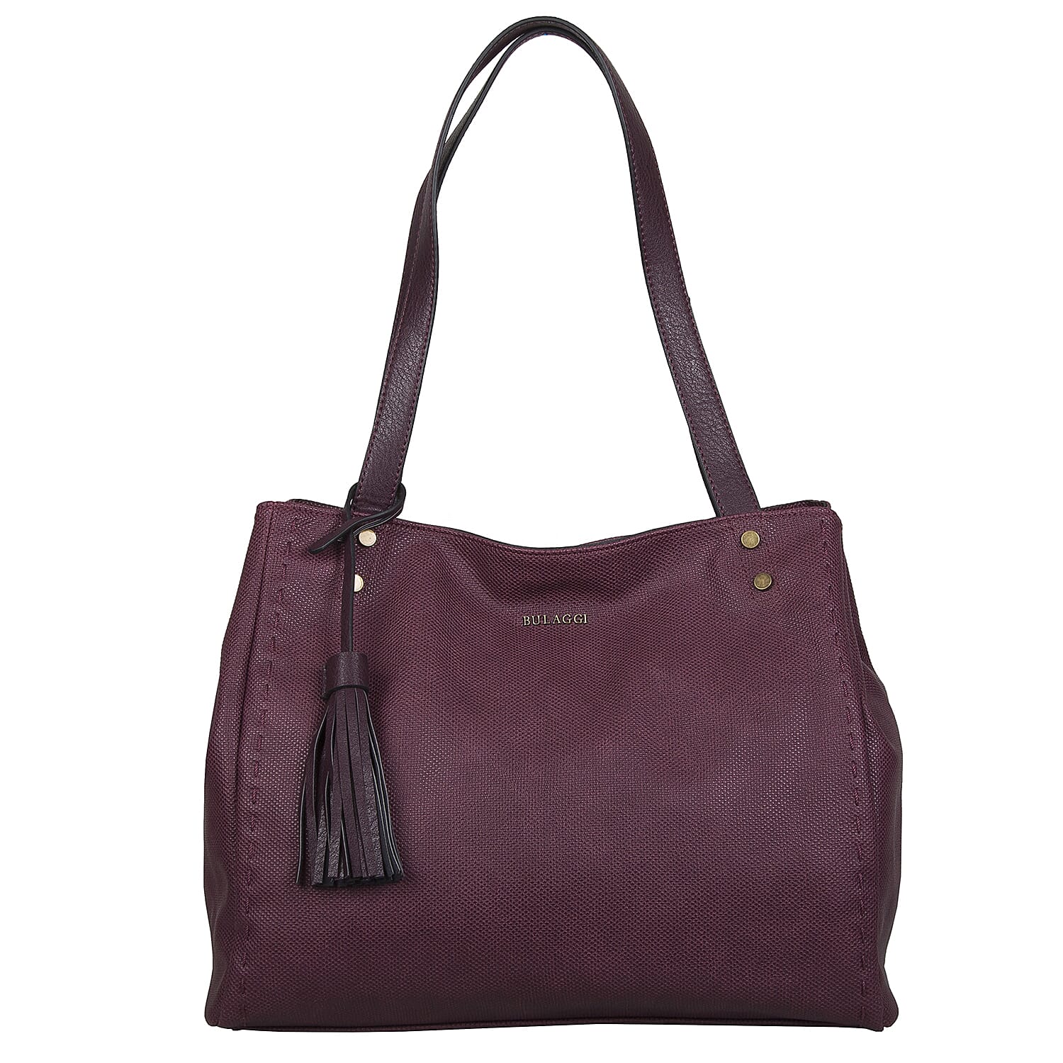 Bulaggi Collection - Gerbera Shopping Bag with Detachable Shoulder Strap and Tassel (Size 36x31x11cm) - Burgundy
