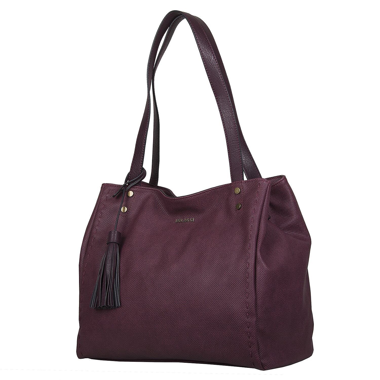 Bulaggi Collection - Gerbera Shopping Bag with Detachable Shoulder Strap and Tassel (Size 36x31x11cm) - Burgundy