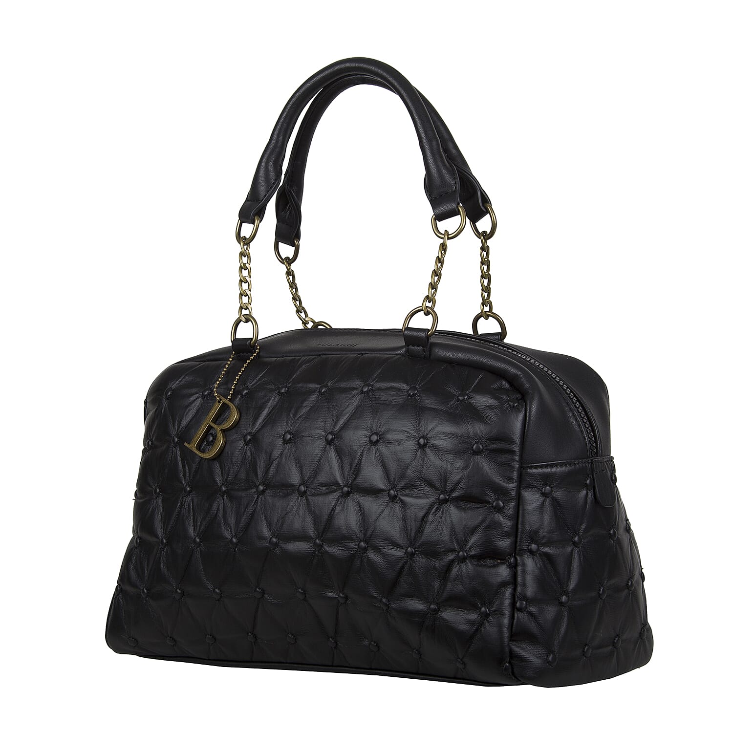 Bulaggi Collection - Chester Duffle Bag-Shoulder Bag with Zipper Closure and Detachable Strap (Size 34x23x13cm) - Black