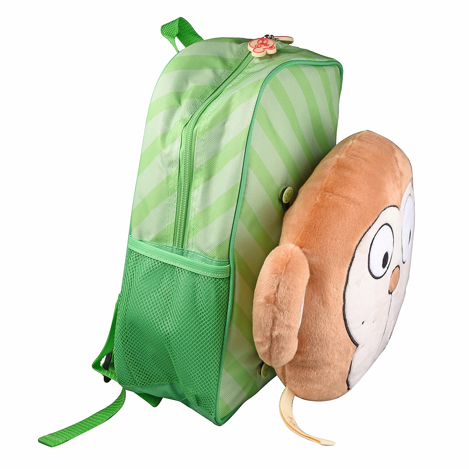 Kooshi Kids Backpack with Removable Travel Cushion - Monty the Monkey (Size 35x25x11 Cm) - Light Brown and Green
