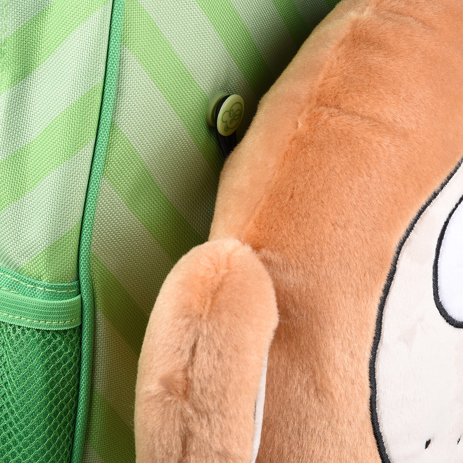 Kooshi Kids Backpack with Removable Travel Cushion - Monty the Monkey (Size 35x25x11 Cm) - Light Brown and Green