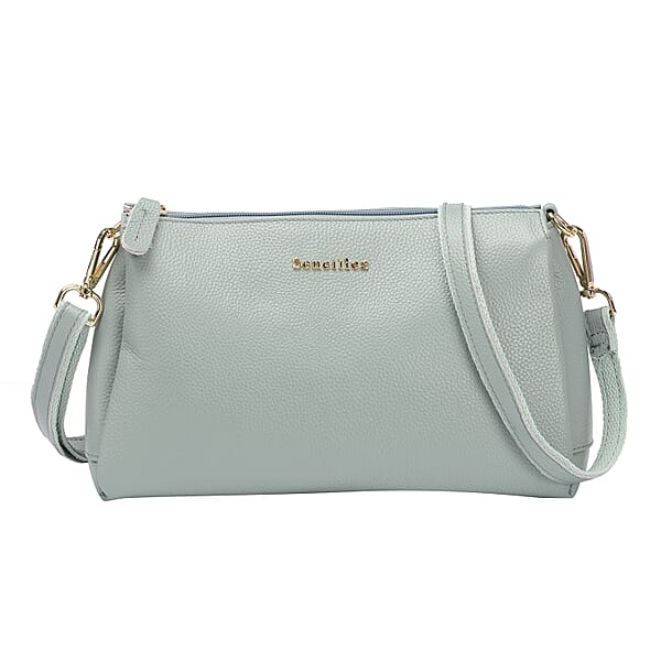 SENCILLEZ 100 Genuine Leather Crossbody Bag with Zipper Closure and Detachable Shoulder Strap