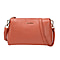 SENCILLEZ 100% Genuine Leather Crossbody Bag with Zipper Closure and Detachable Shoulder Strap (Size 28x9x17cm) - Orange