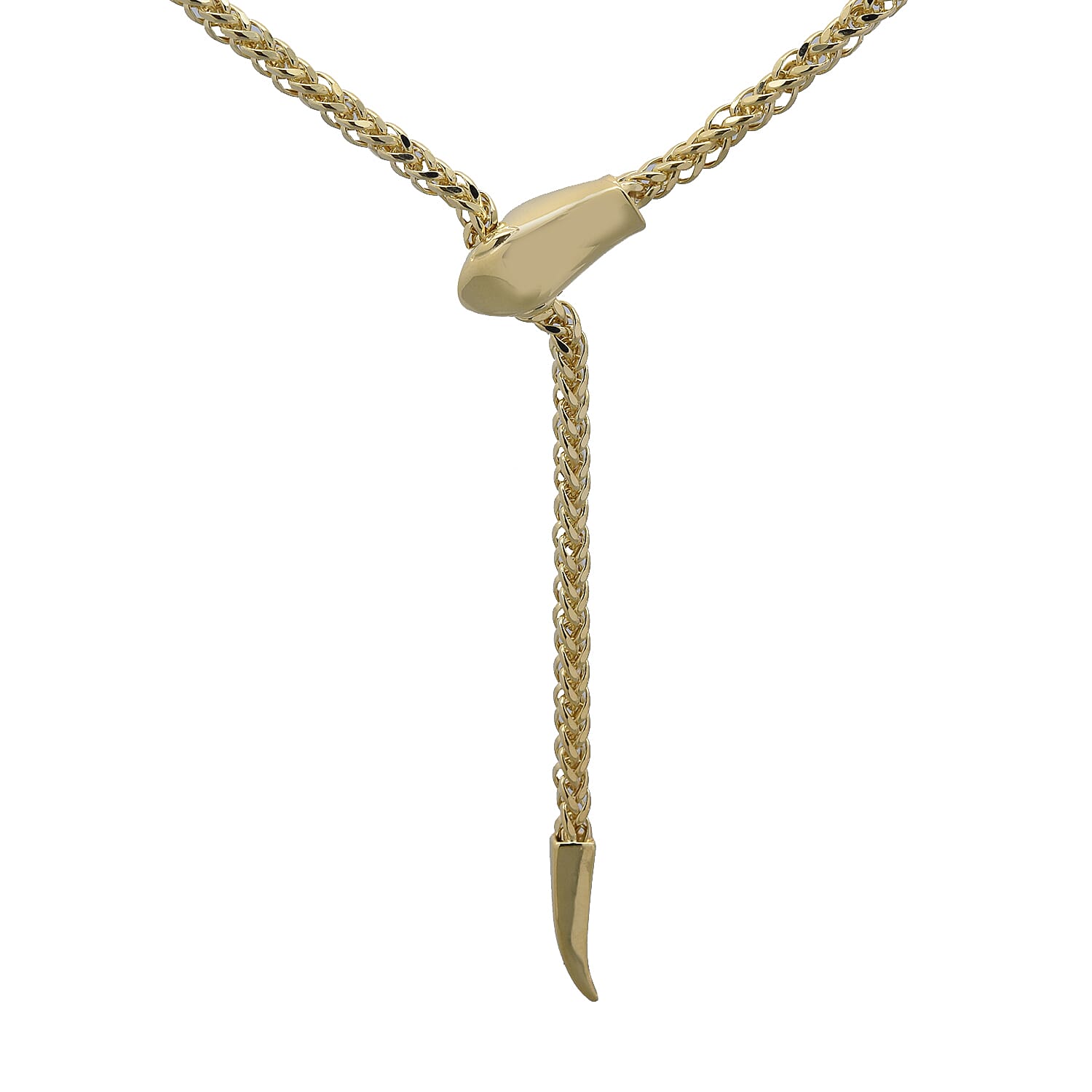 Italian Made- 9K Yellow Gold Adjustable Spiga Serpent Necklace(Size 22), Gold Wt 8.80 Gms