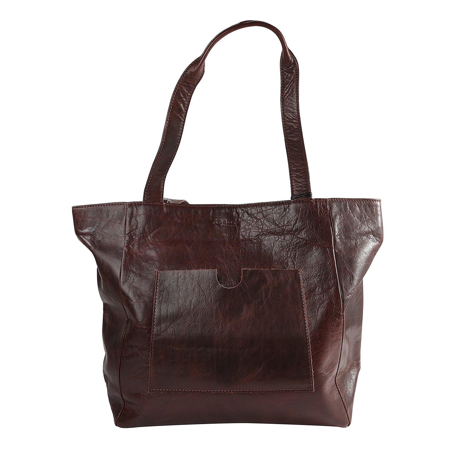 Assots London NADIA Womens Large Capacity Full Grain Leather Tote Bag (Size 47x34x14cm) - Brown