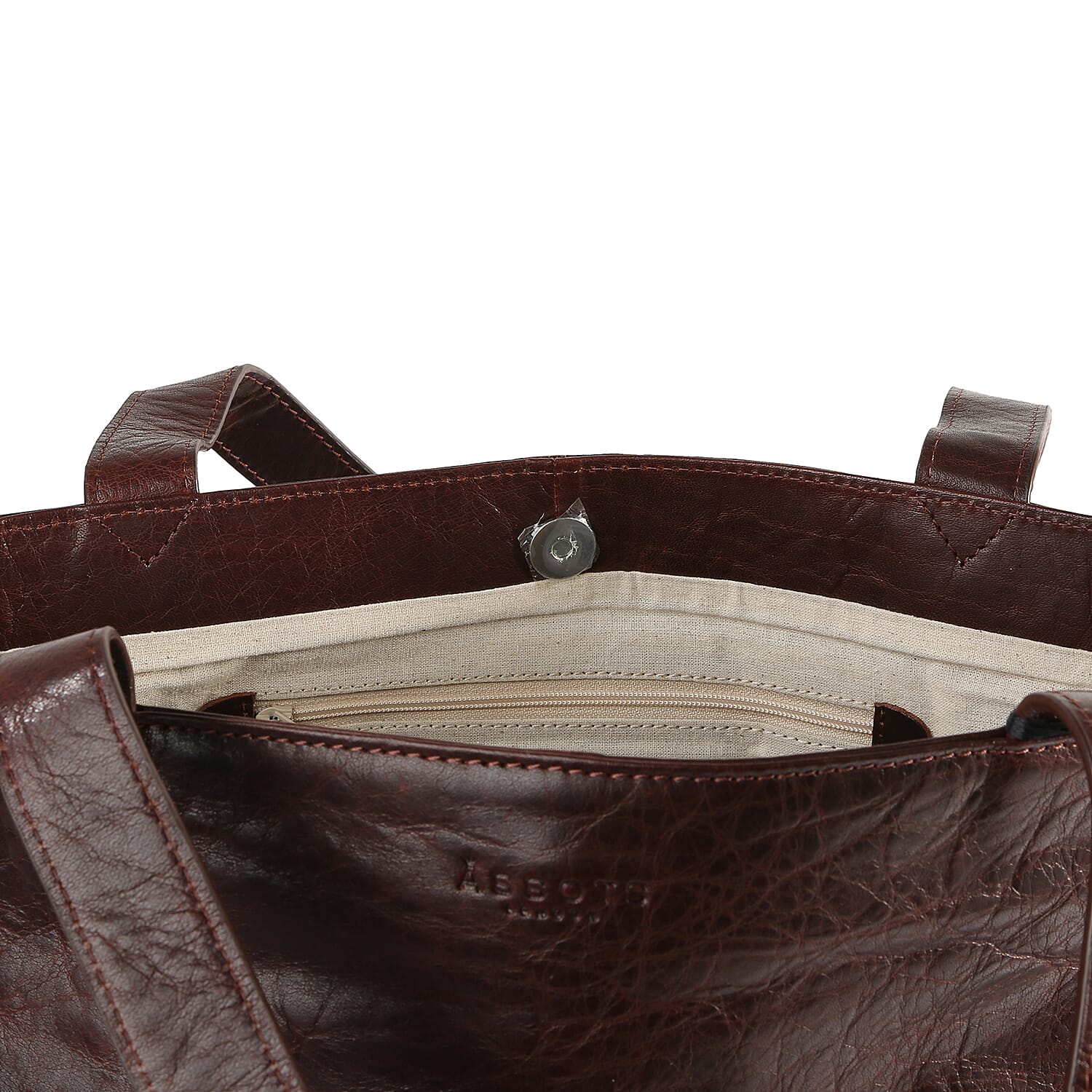 Assots London NADIA Womens Large Capacity Full Grain Leather Tote Bag (Size 47x34x14cm) - Brown