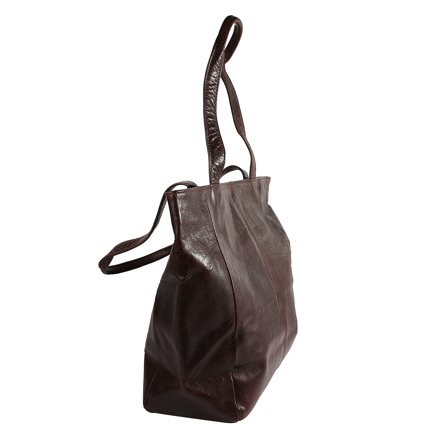Assots London NADIA Womens Large Capacity Full Grain Leather Tote Bag (Size 47x34x14cm) - Brown