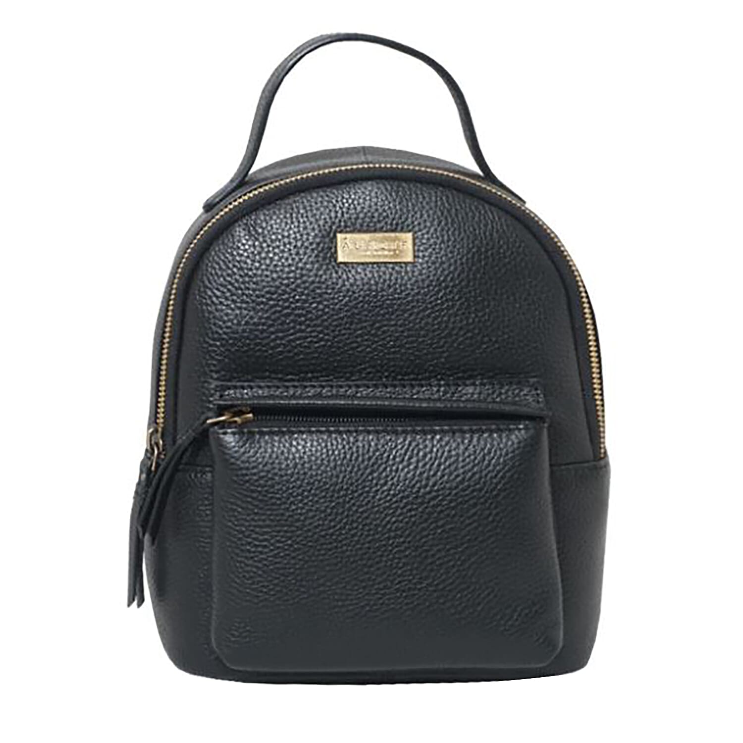 Assots London BETTY Womens Zip Top Mini Leather Backpack with Adjustable Shoulder Strap (Size 24x21x7cm) - Black