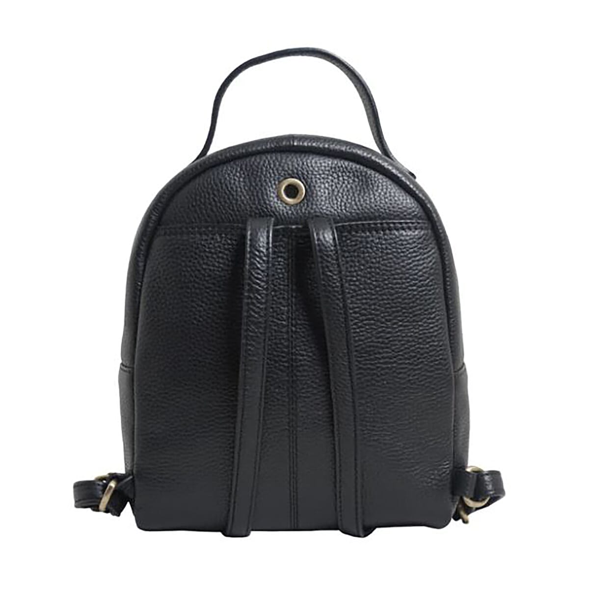 Assots London BETTY Womens Zip Top Mini Leather Backpack with Adjustable Shoulder Strap (Size 24x21x7cm) - Black