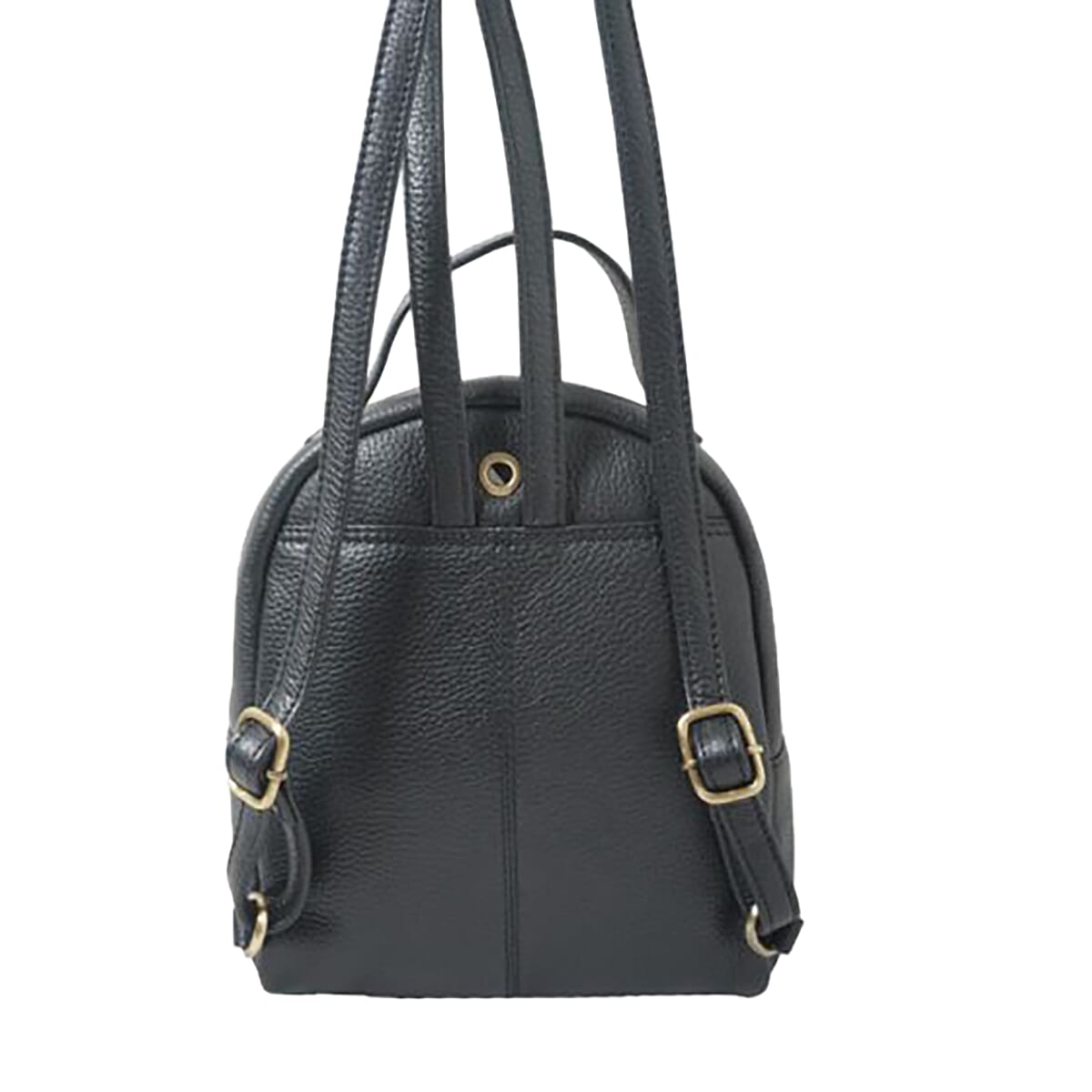 Assots London BETTY Womens Zip Top Mini Leather Backpack with Adjustable Shoulder Strap (Size 24x21x7cm) - Black