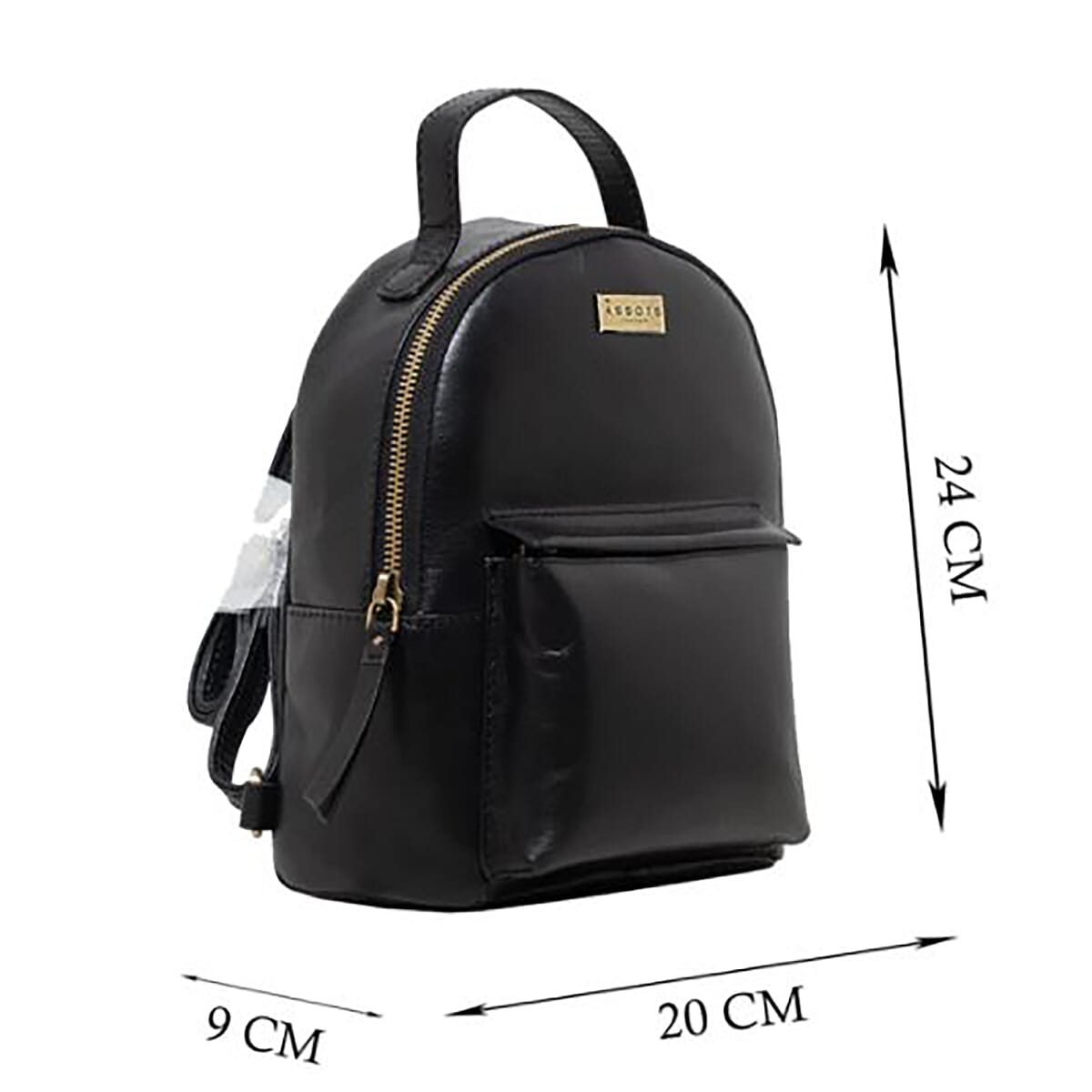 Assots London BETTY Womens Zip Top Mini Leather Backpack with Adjustable Shoulder Strap (Size 24x21x7cm) - Black