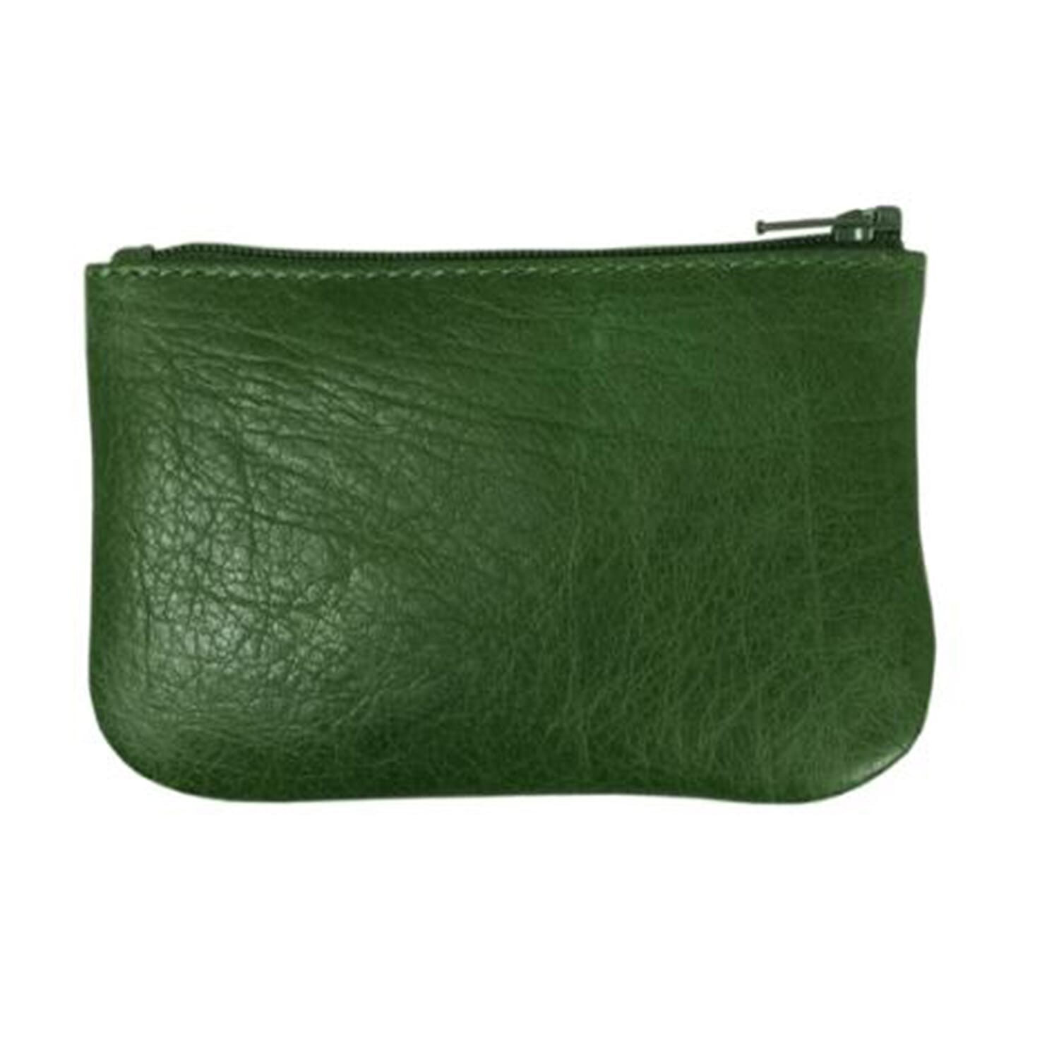 Assots London  Full Grain Leather Zip Top Coin Purse (Size 12x8cm) - Green