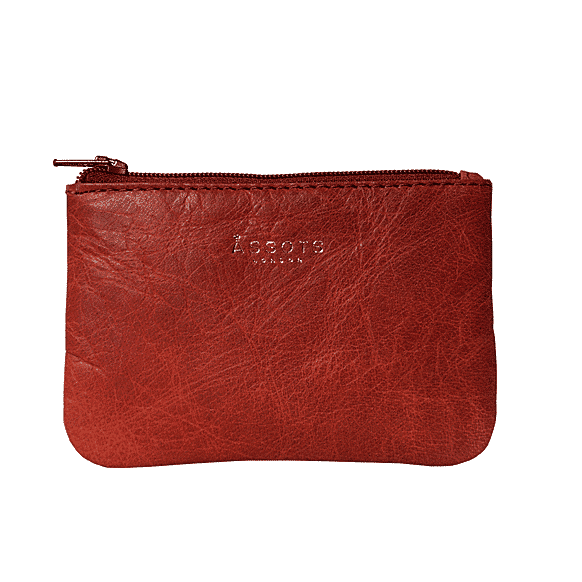 Assots London  Full Grain Leather Zip Top Coin Purse (Size 12x8cm) - Red