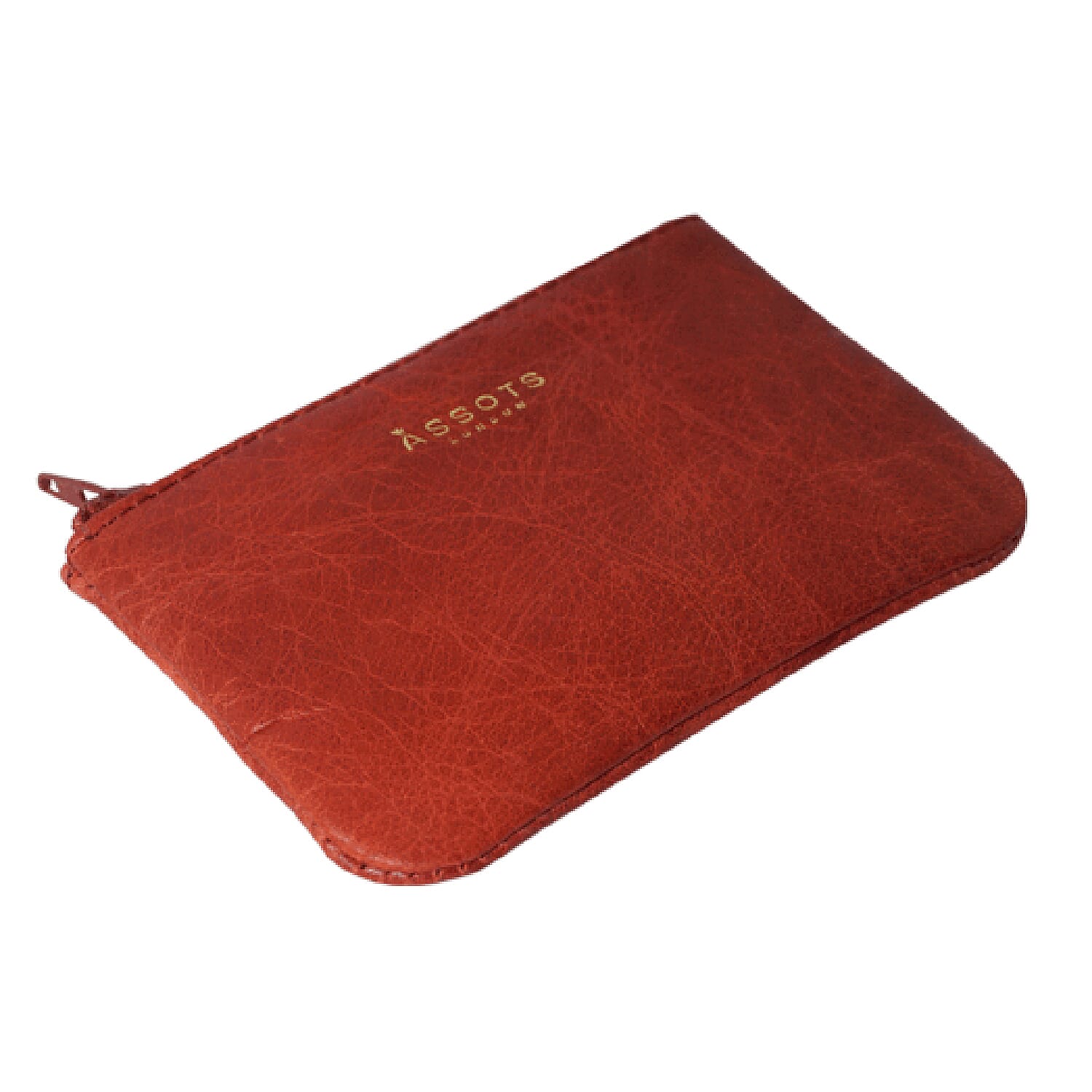 Assots London  Full Grain Leather Zip Top Coin Purse (Size 12x8cm) - Red