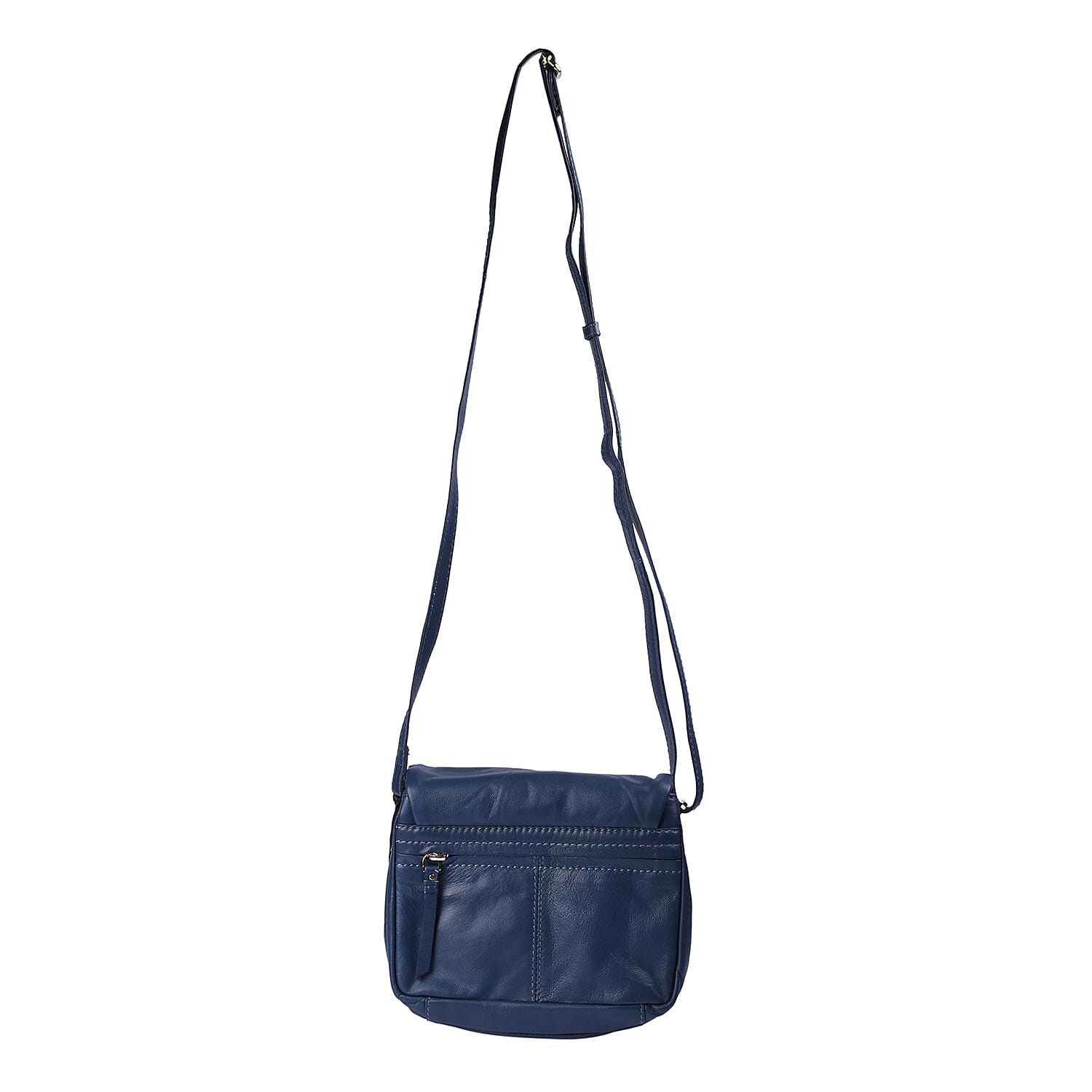 Assots London HELENA 4 Compartment Organiser Flapover Crossbody Bag (Size 18x15x8cm) - Blue