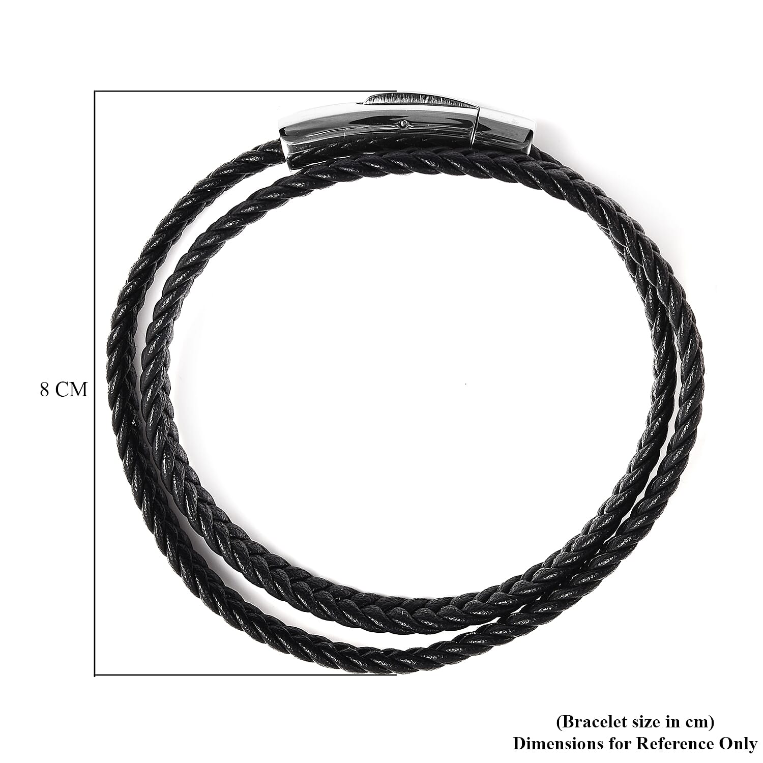 Braided Microfibre Leather Bracelet (Size 7.75) with Magnetic Lock in Stainless Steel