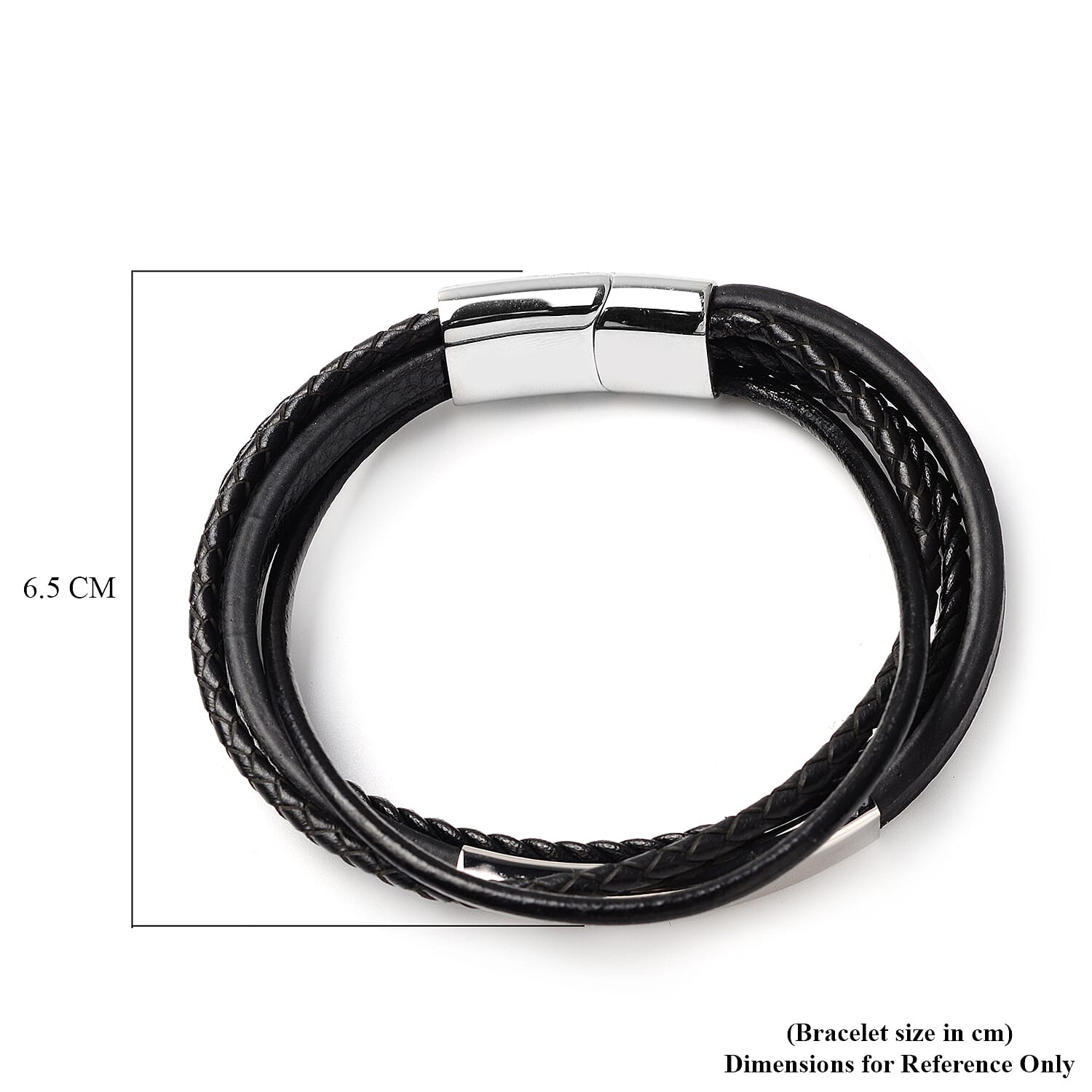 Braided Genuine Leather Bracelet (Size 7.5) with Magnetic Lock in Stainless Steel Braided Genuine Leather Bracelet (Size 7.5) with Magnetic Lock in Stainless Steel
