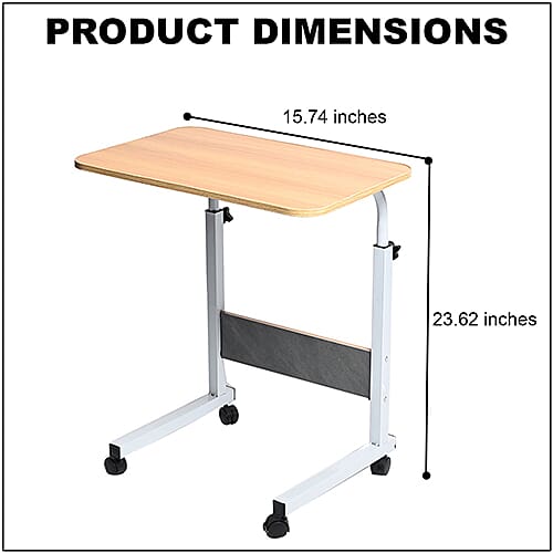 Movable and Adjustable Height Table with Wheels in Wood Colour